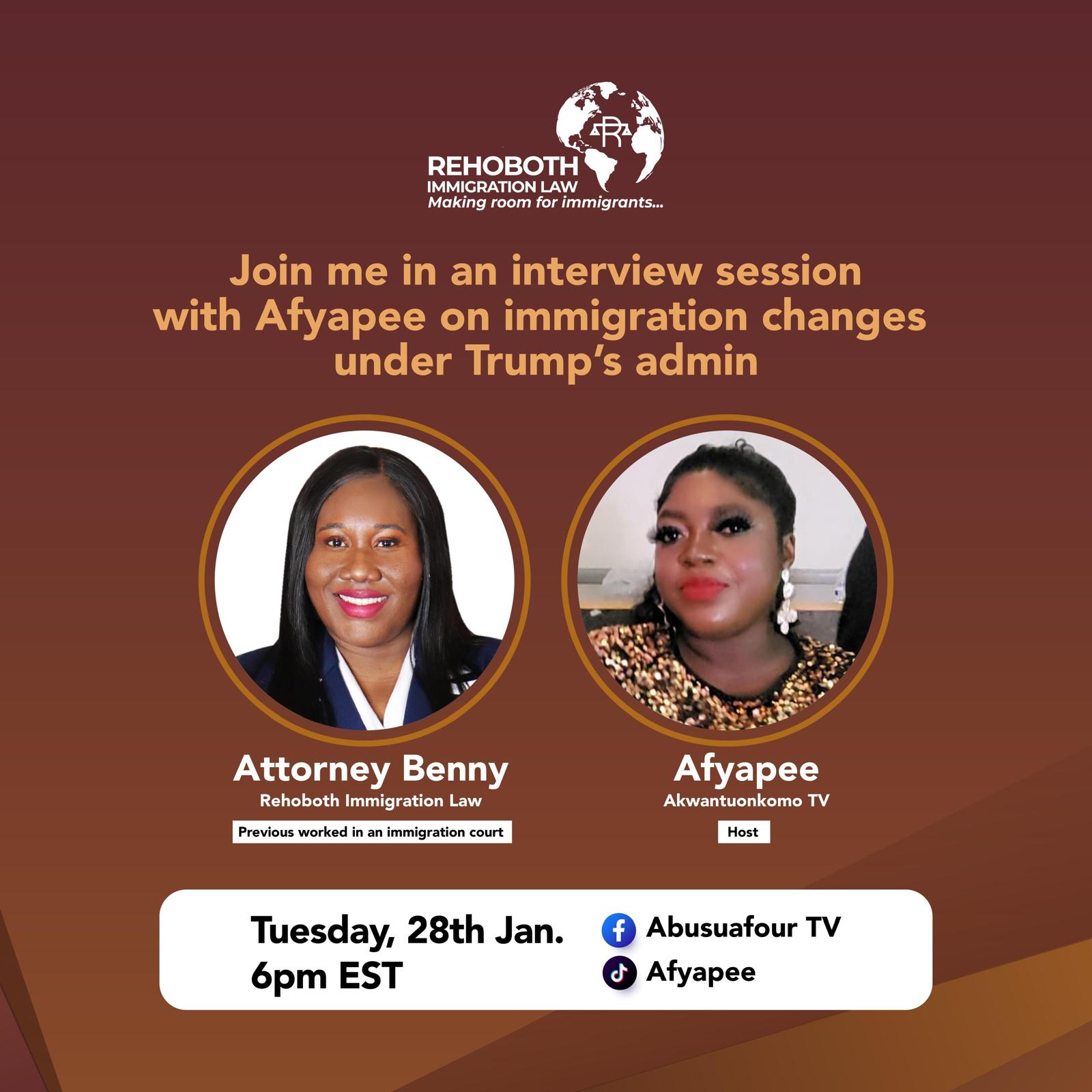 Interview Session with Afyapee on Immigration Changes under Trump's admin